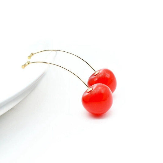 E3068 Aretes cerezas rojas resina aleacion 7cm