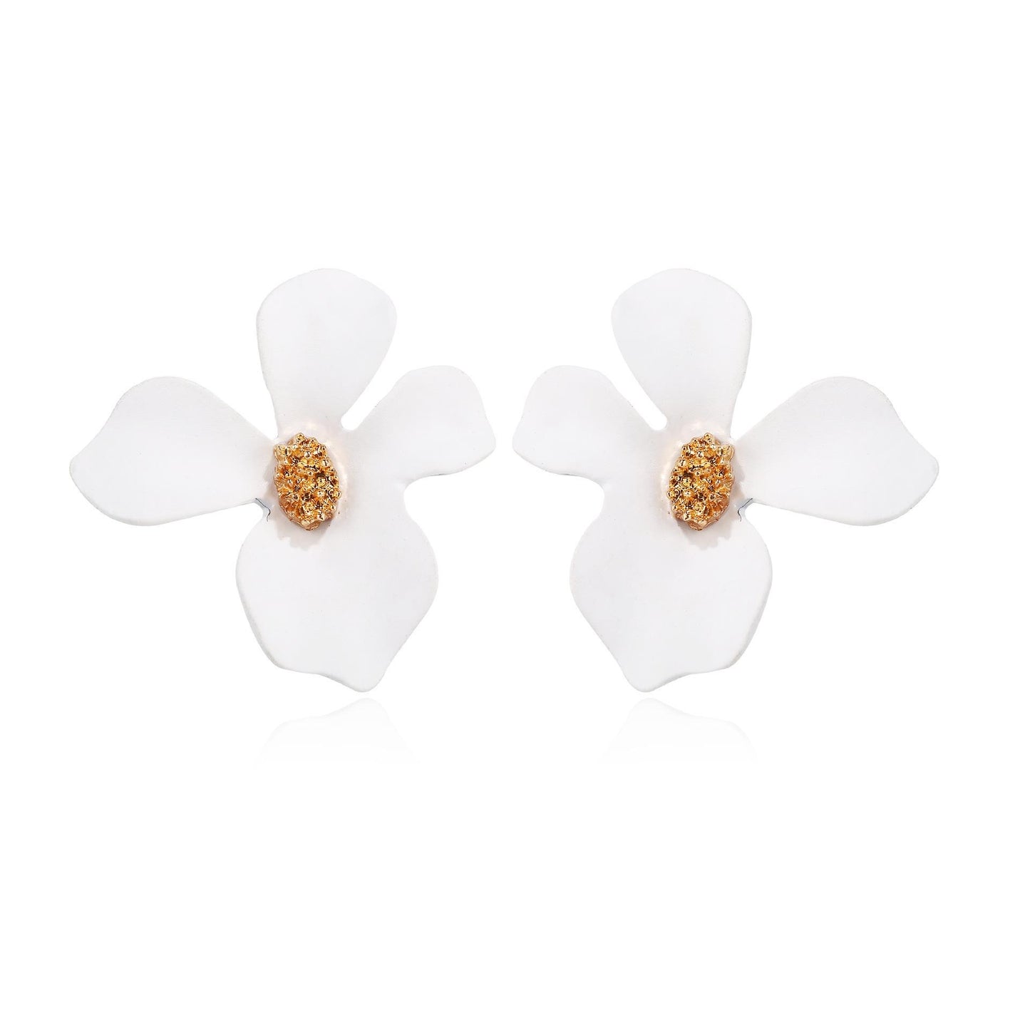 E5918 flor blanca esmaltado aleacion 4cm