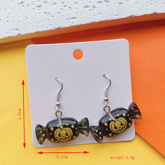 E4043 Aretes dulce negro calabaza acrílico 4cm