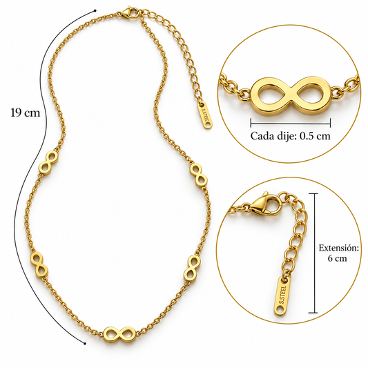 C064 Collar infinitos de acero inoxidable 304