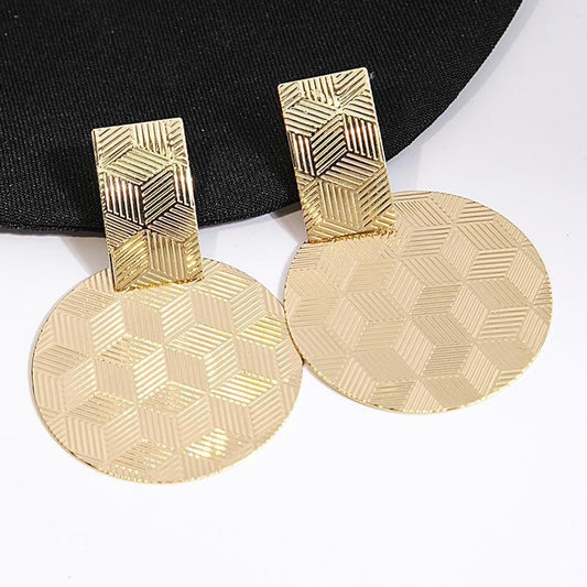 E5824 Aretes dorados circulares elegantes aleacion 6cm