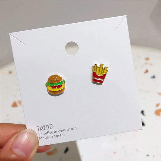 E2333 Aretes hamburguesa metal esmaltado 1cm