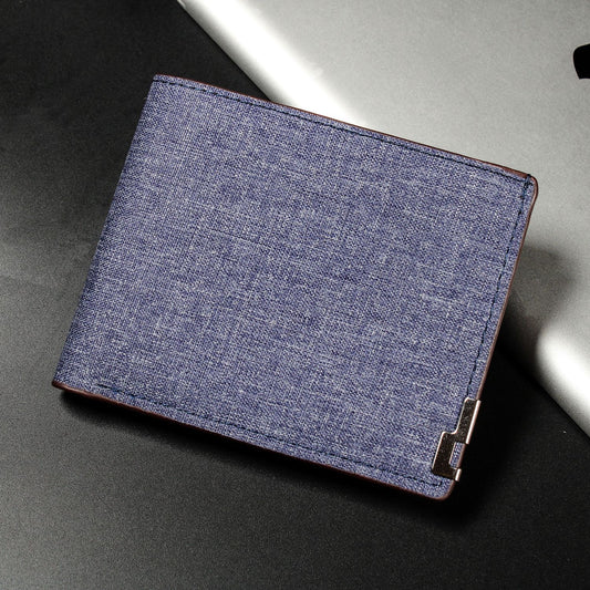 CR73A Cartera caballero mezclilla azul 10x9cm