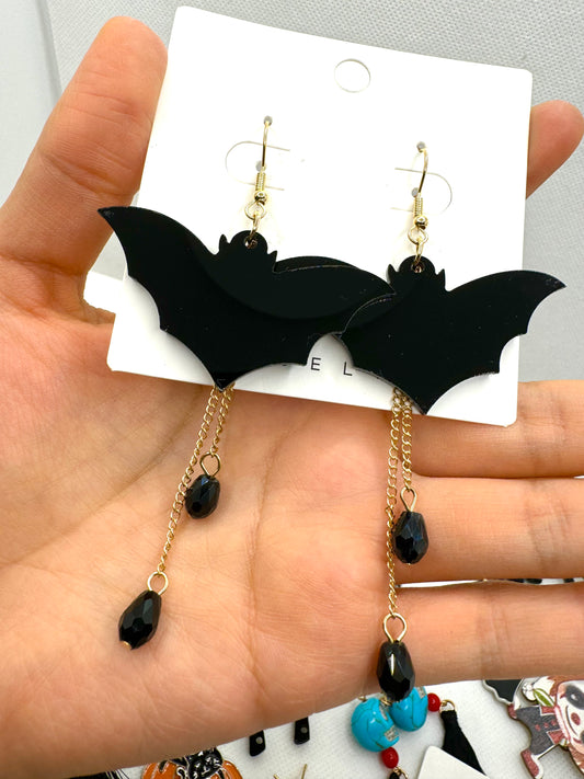 E525 Aretes Grandes Murciélago Halloween