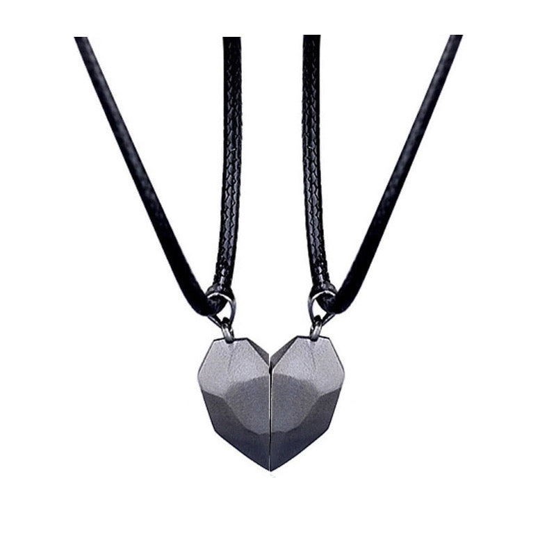 C774NN Collar dúo corazón pareja imán aleacion 23cm largo 2cm dije