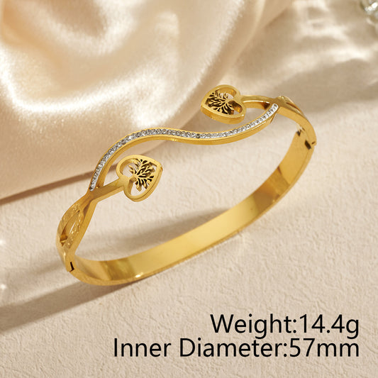 B969 Brazalete dorado diamante imitacion acero inoxidable chapado en oro 18k
