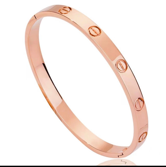 B686 Brazalete rosado acero de titanio chapado en oro de 18k