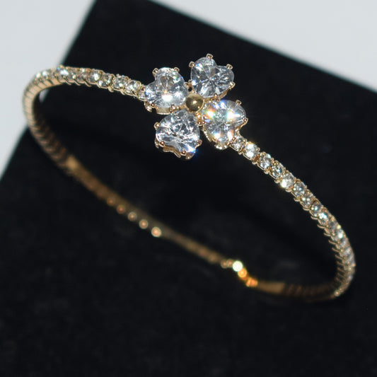 B953 Brazalete circon diamantes de imitacion electrochapado alta calidad abierto