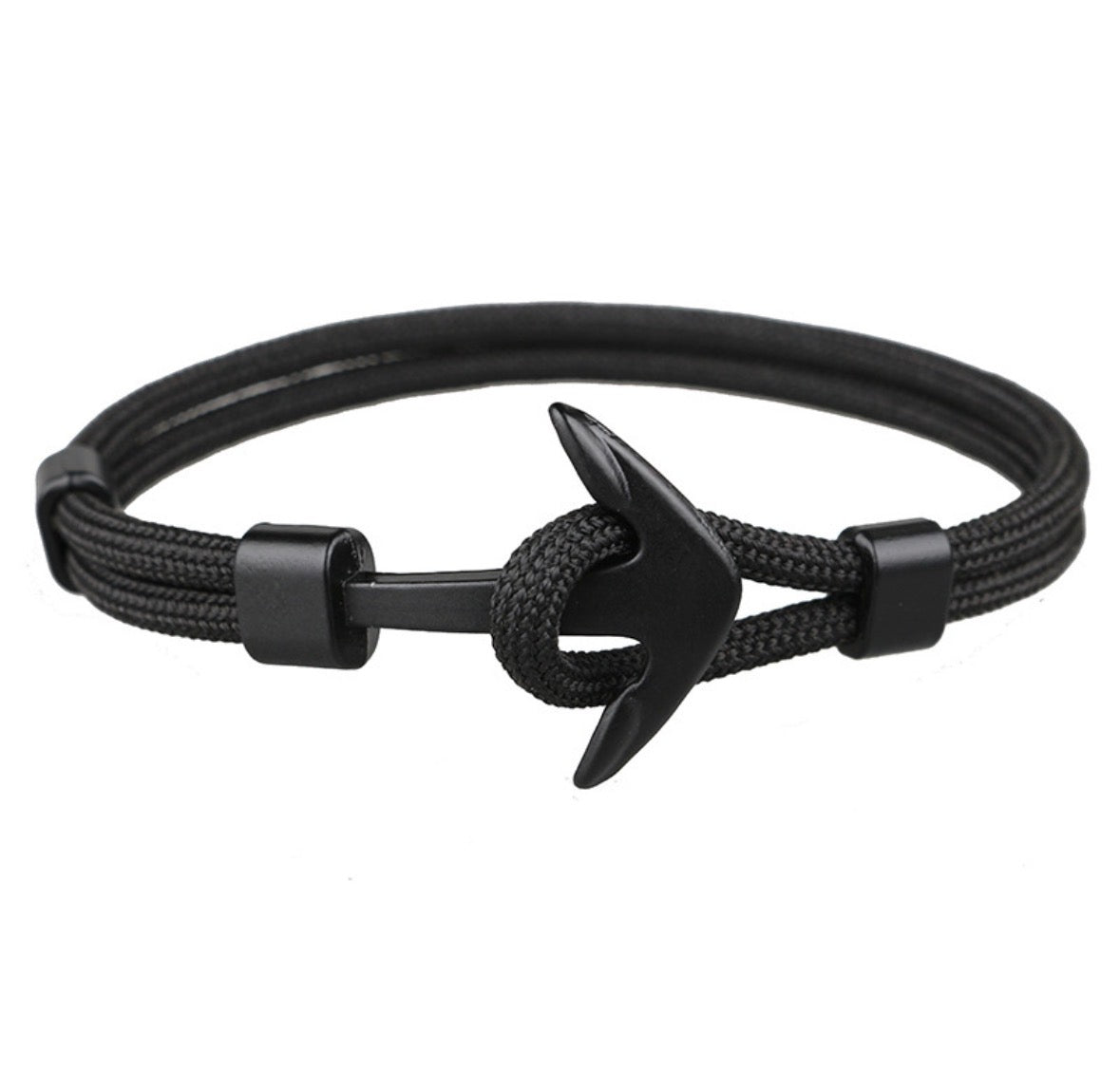 B758 Pulsera soga negra para hombre