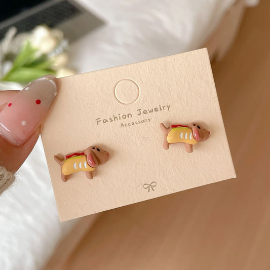 E3237 Aretes perro hot Dog resina 1.9cm