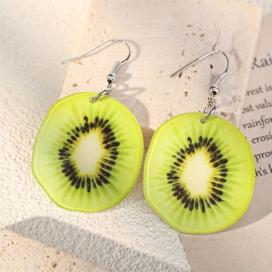 E4654 Aretes kiwi acrilico 5.6cm