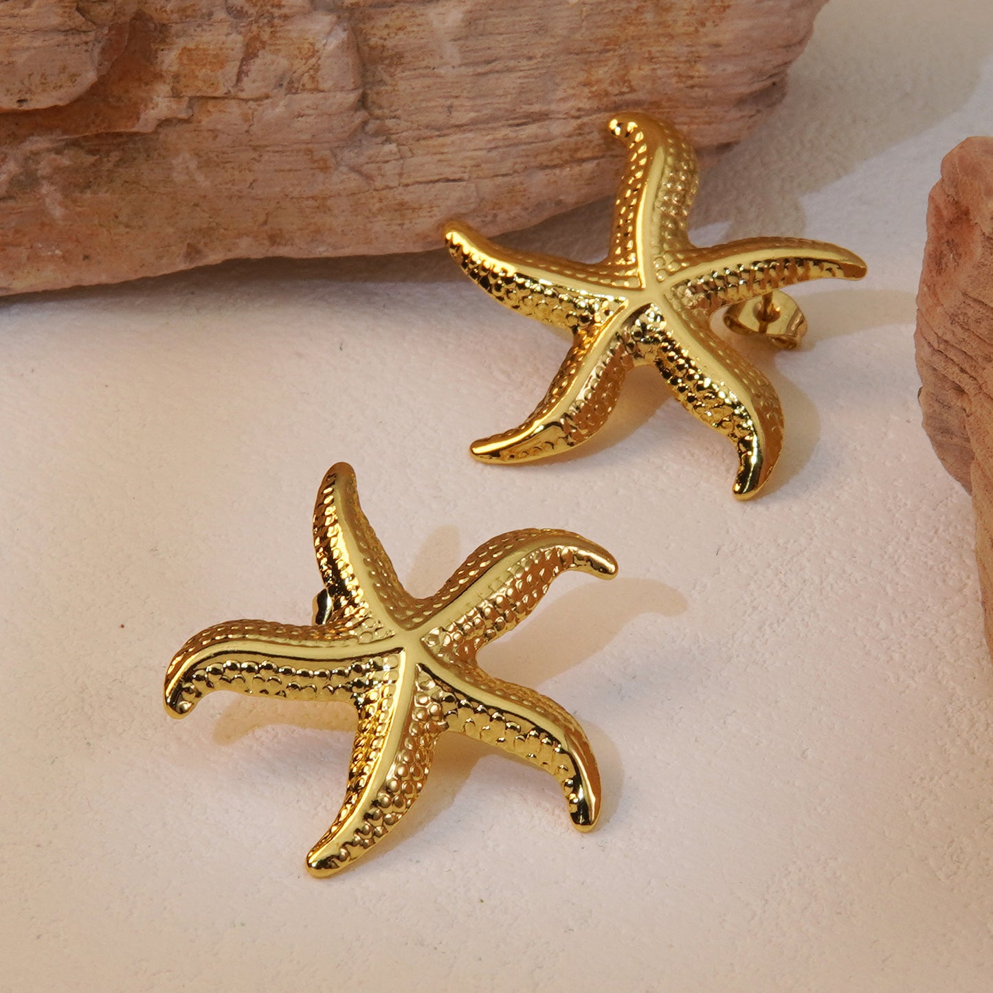 E3326 Aretes estrella de mar acero inoxidable 3.5cm