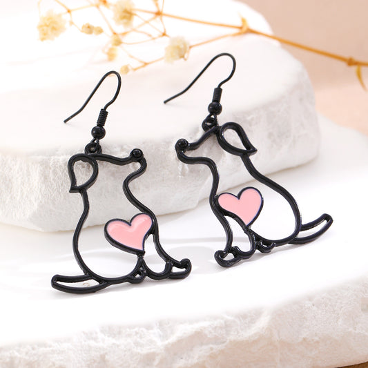 E3327 Aretes perros aleacion esmalte gancho 5cm