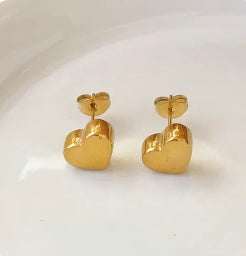 E2557 Aretes dorado acero de titanio 1cm