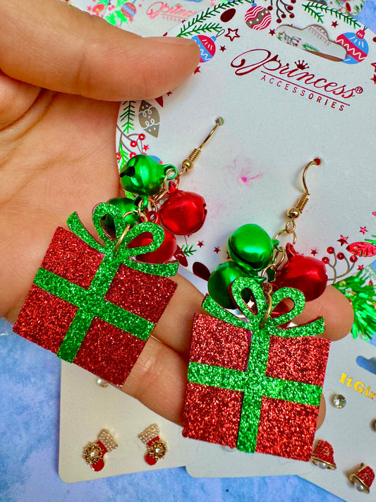 E1871 Aretes regalo cascabel Navidad 7cm