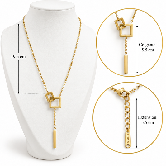 C065 Collar diseño geometrico de acero inoxidable 304