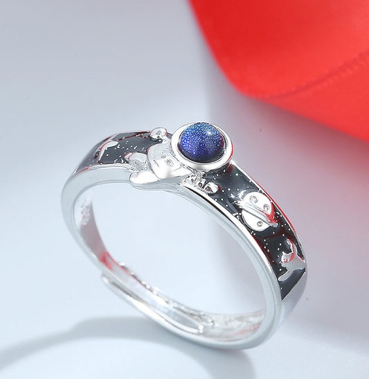 A159 Anillo astronauta para hombre ajustable cobre