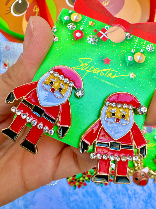 E1871SC Aretes santa claus esmaltado 3.5cm