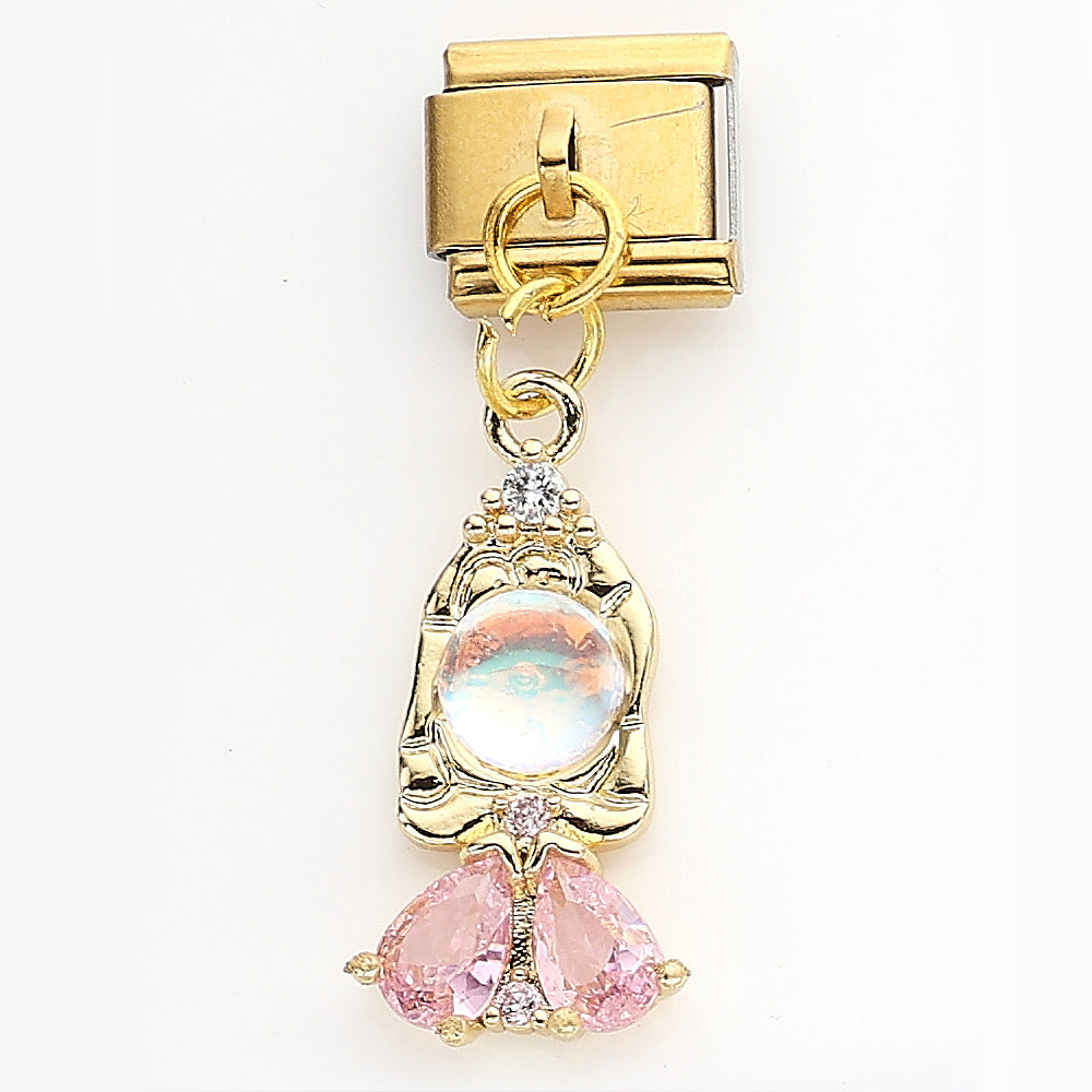 B429 Dije encanto italiano princesa rosa 1cm
