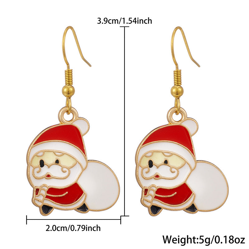 E4444 Aretes santa claus aleacion esmaltado 2.5cm