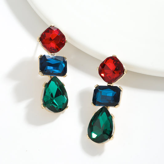 E3531 Aretes cristal de colores fiesta aleacion 4cm