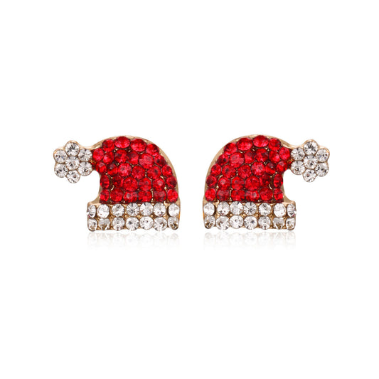 E4347 Aretes gorro de Navidad aleacion 1cm