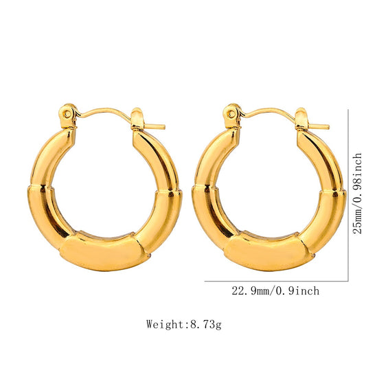 E3633 Arracadas acero inoxidable chapado en oro de 18k 2cm