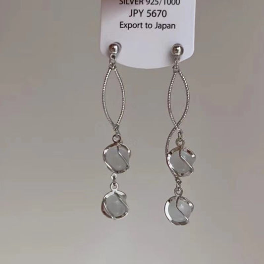 E3826 Aretes plateado esfera aleacion 8cm