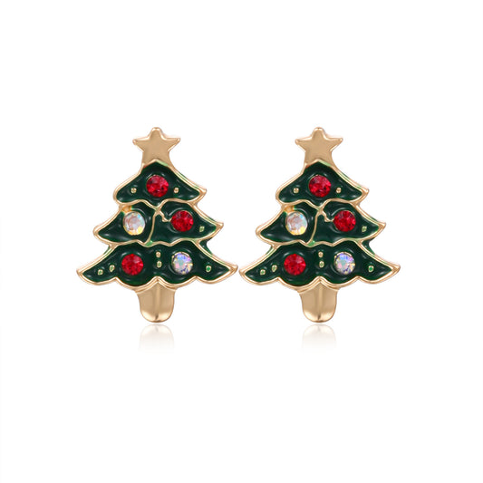 E4356 Aretes árbol de navidad aleacion esmaltado 1cm