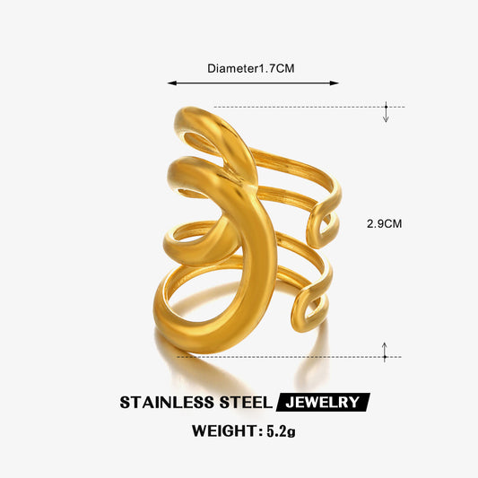 A157 Anillo dorado acero inoxidable chapado en oro 18k
