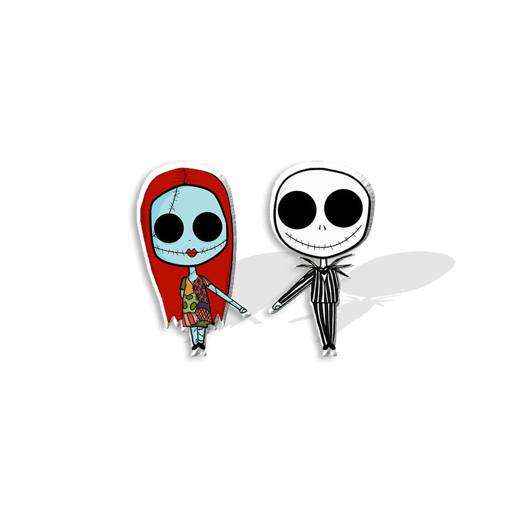 E1839 Aretes Jack y Sally asimetricos minis acrilico