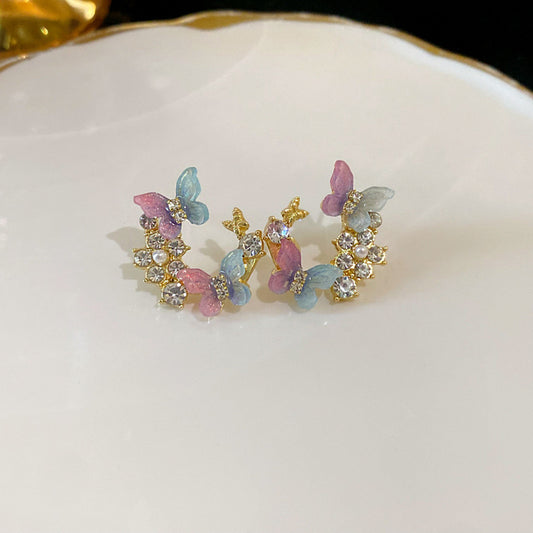J597 Aretes aro de flores cobre 2.2cm