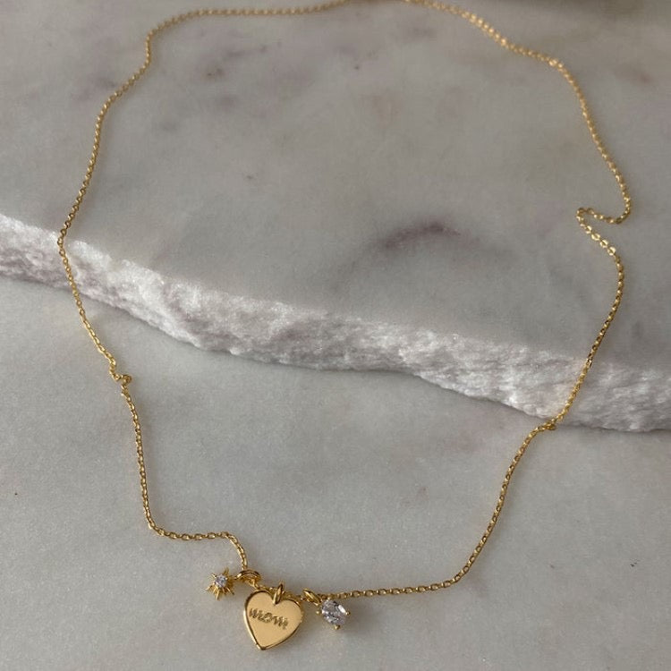 C559 Collar mom corazon cobre largo 23cm dije 2cm