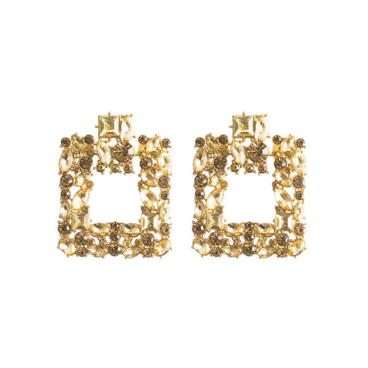 E5920 Aretes cuadro brillante color champange aleacion 6cm