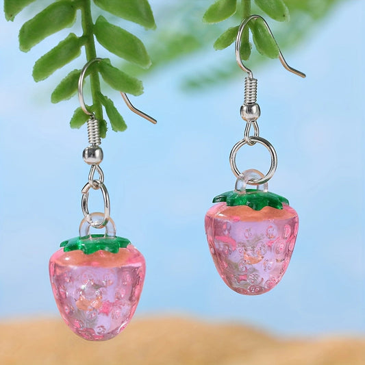 E4477 Aretes fresa rosa transparente 2.5cm