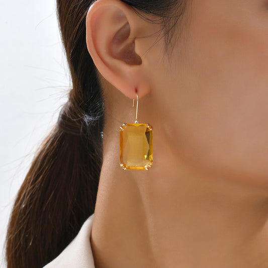 E3355A Aretes cristal amarillo aleacion 3cm