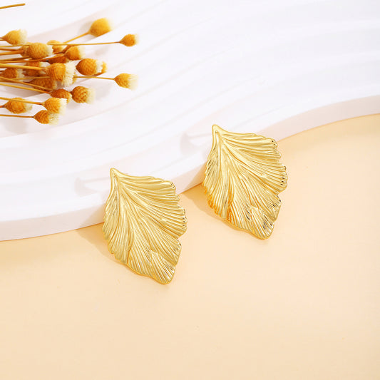 E2967 Aretes hoja acero inoxidable 4cm