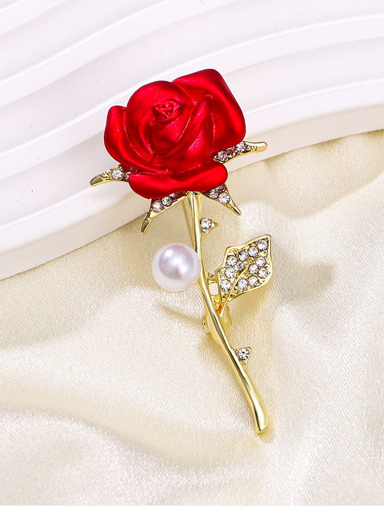 Pin144 Broche rosa brillante elegante aleacion 6cm