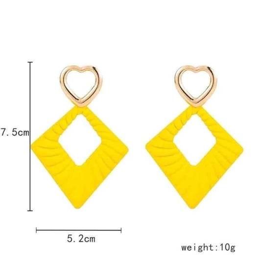 Aretes E150Y Grandes Rombo Amarillo