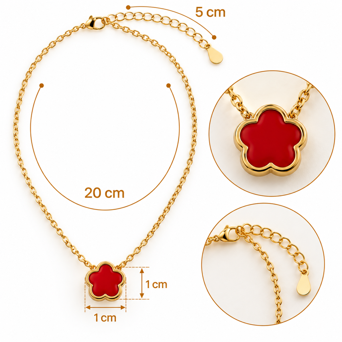 C085 Collar dije de flor cinco petalos acero inoxidable