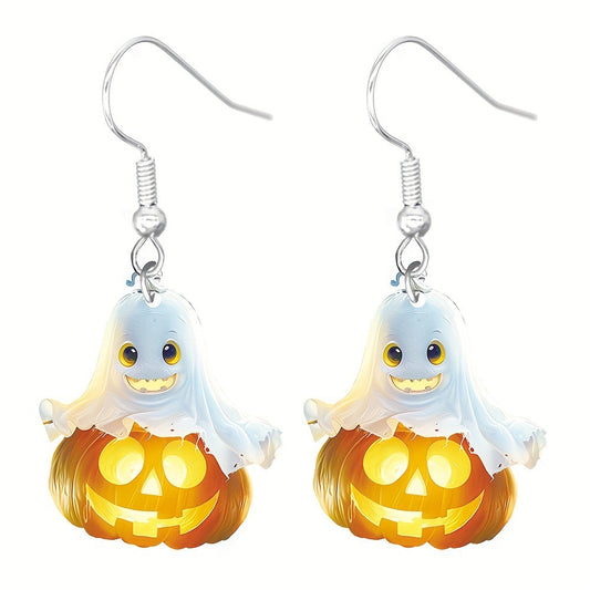 E4009 Aretes fantasma calabaza Halloween acrílico 5cm