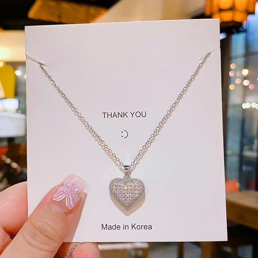 C1053 Collar corazon plateado acero inoxidable chapado en oro de 18k 20cm 1.5cm dije