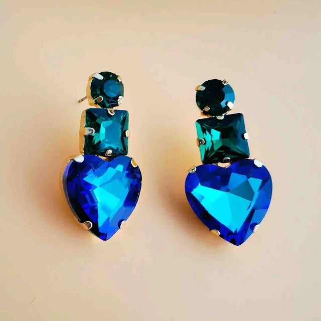 E52A Aretes corazón embutido cristal 3.5cm