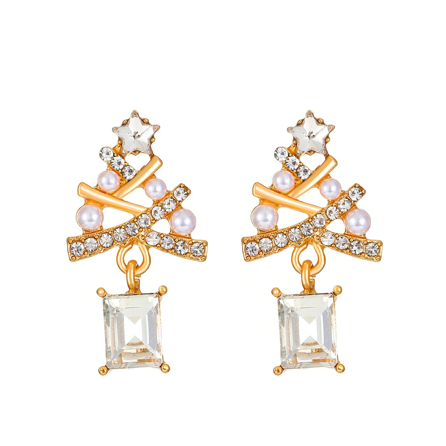 E4140 Aretes árbol de Navidad brillante aleacion 3.2cm