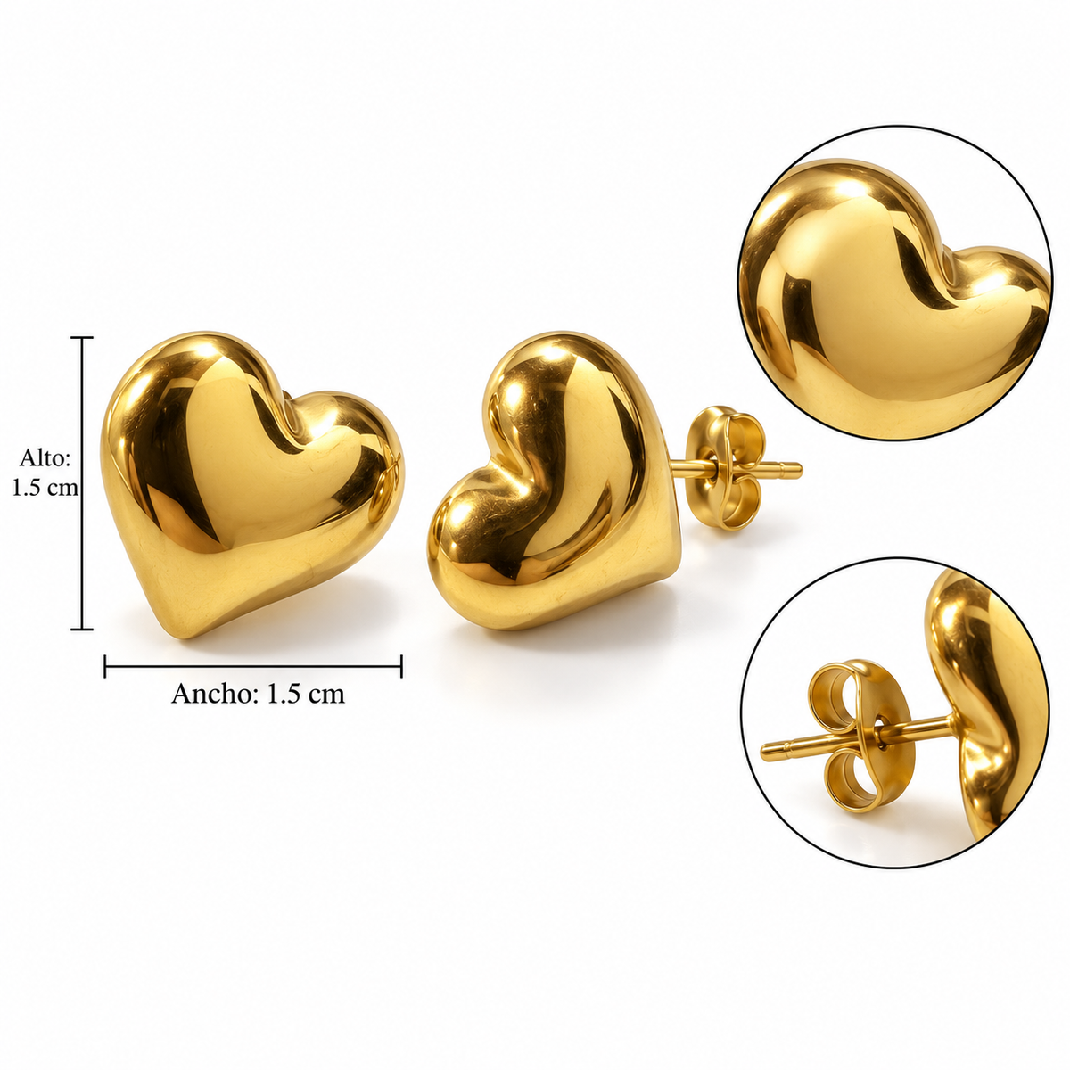 E046 Aretes corazon acero inoxidable