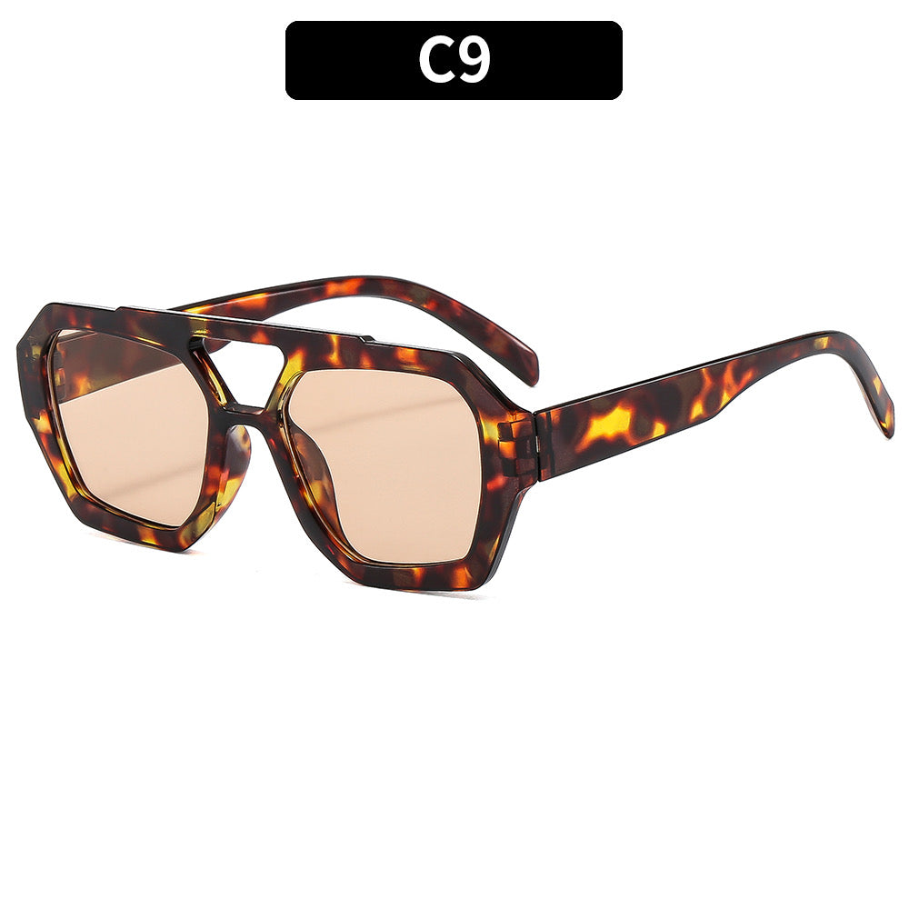 L162L Lentes de sol marco leopardo lente champagn