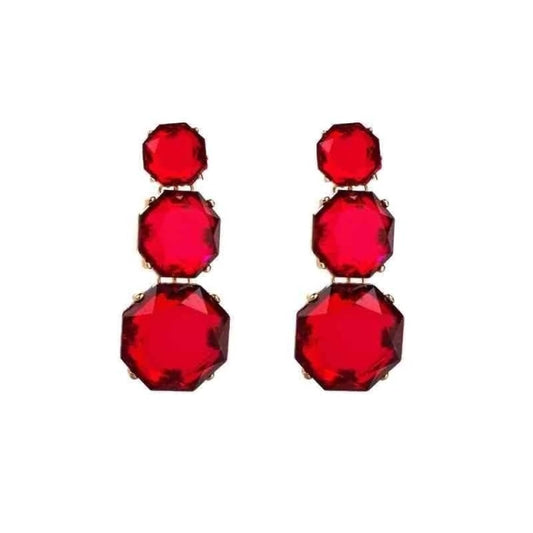 E85R Aretes embutido cristal transparente rojo