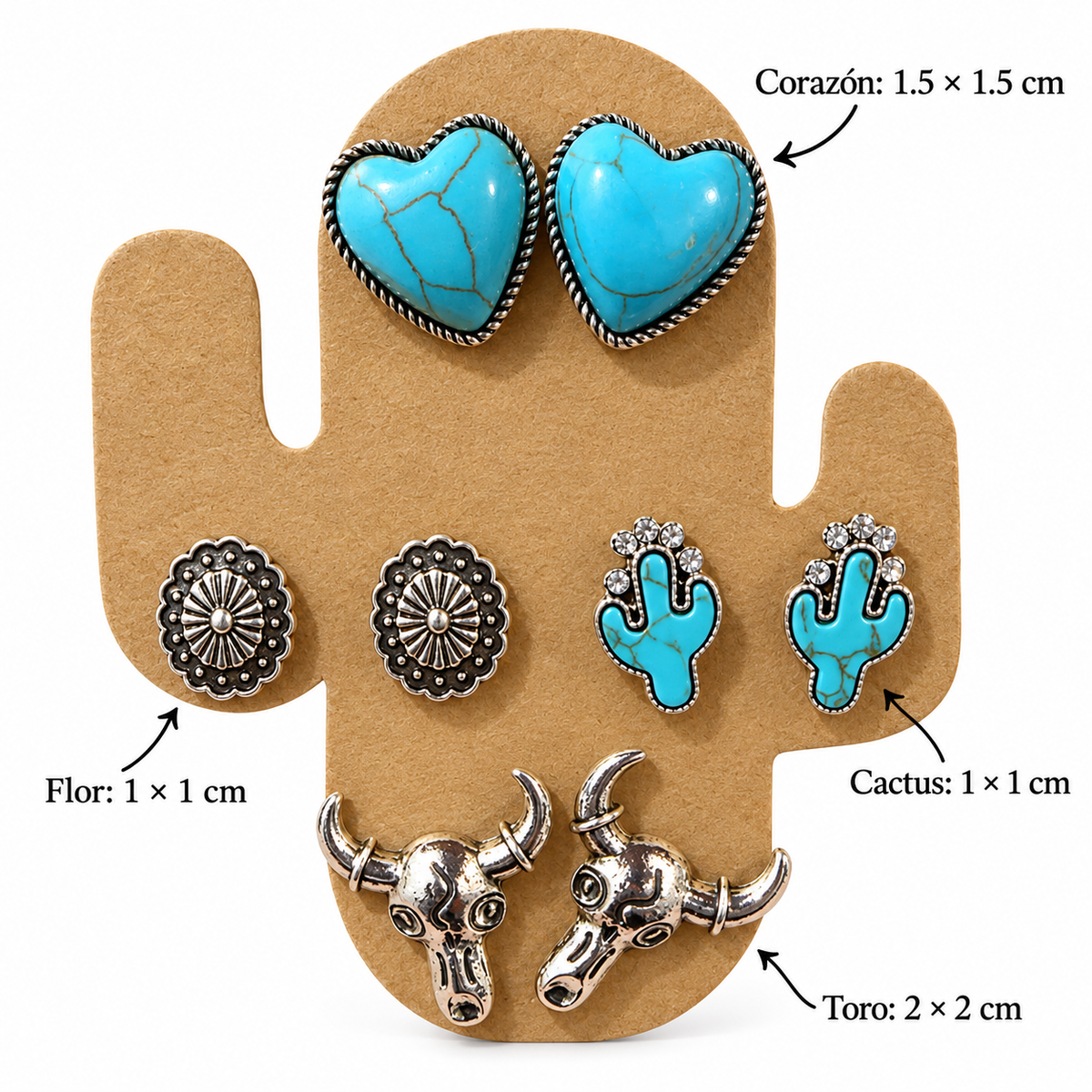 E7546 Aretes conjunto de 4 pares diseños modernos aleacion