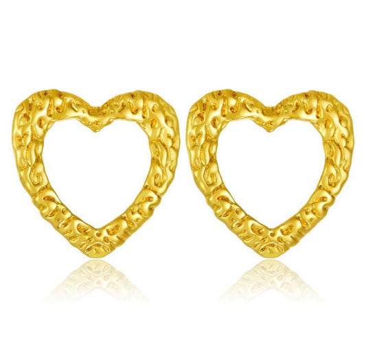 E5494 Aretes silueta de corazokb dorado acero inoxidable 3cm