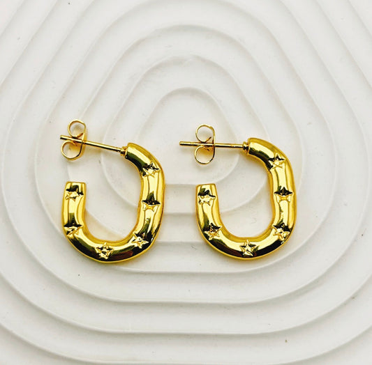 E5511 Aretes dorados acero inoxidable 3cm